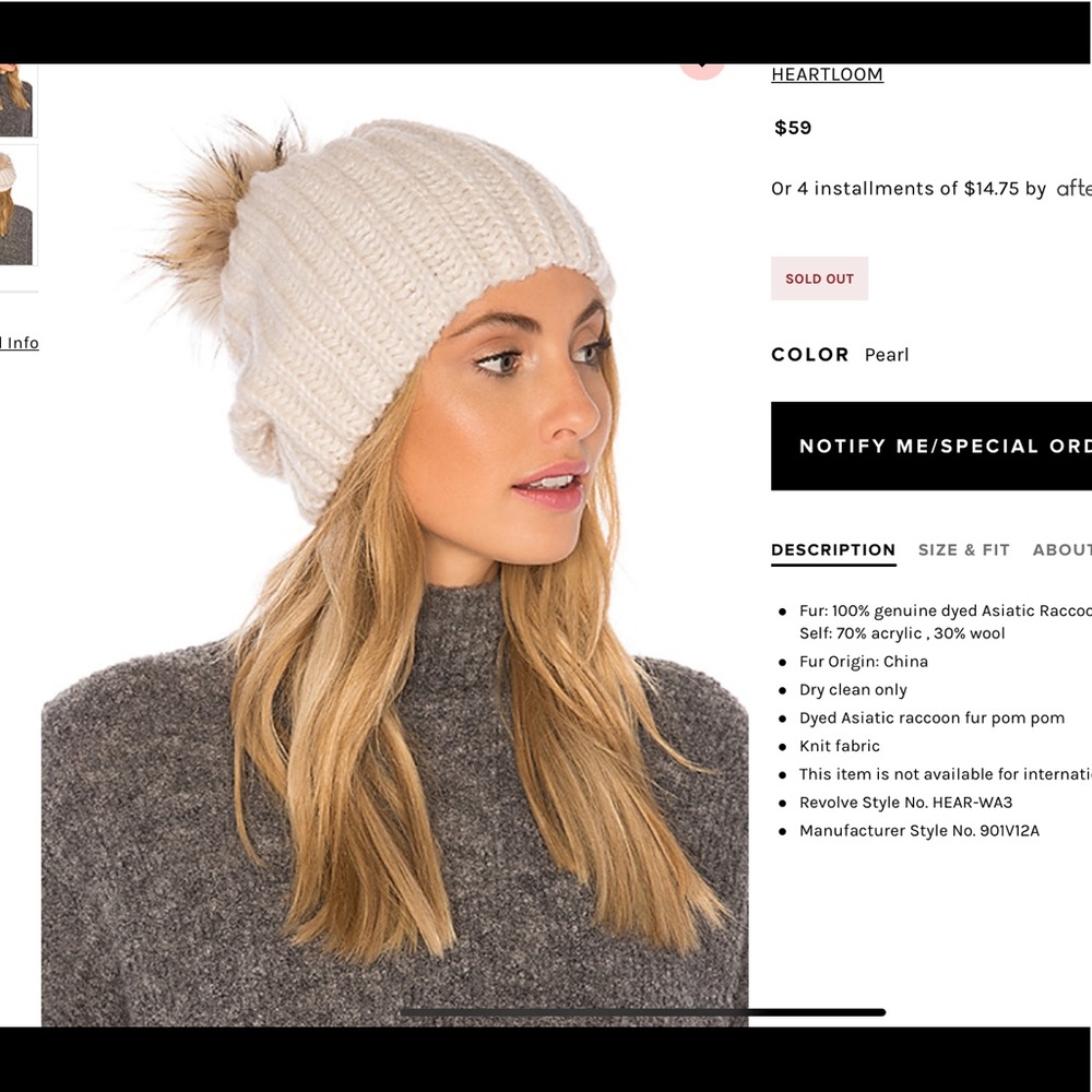 white fur beanie